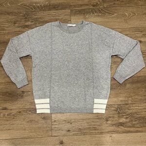 Another Love Grey with White Stripes Long Sleeve Sweater - Size Medium